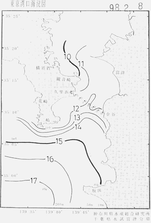 海況図, 東京湾口海況図 検索結果, (水温分布 等を図示)