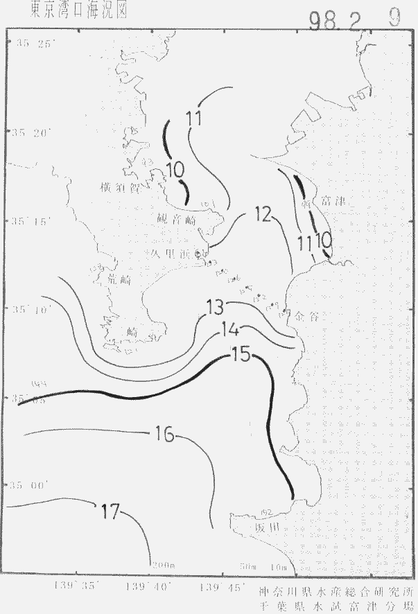 海況図, 東京湾口海況図 検索結果, (水温分布 等を図示)