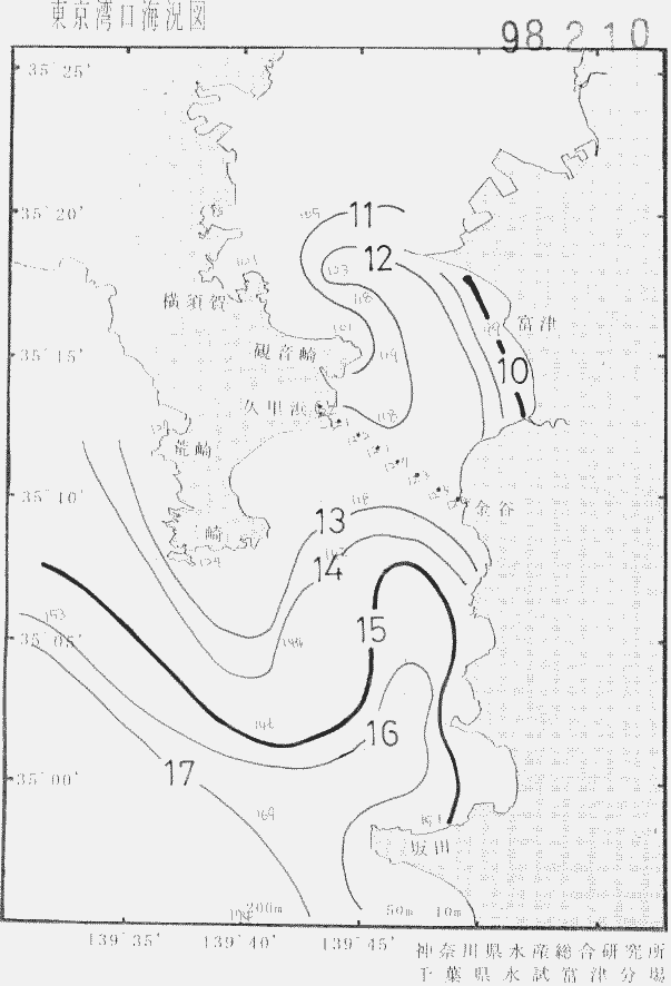 海況図, 東京湾口海況図 検索結果, (水温分布 等を図示)