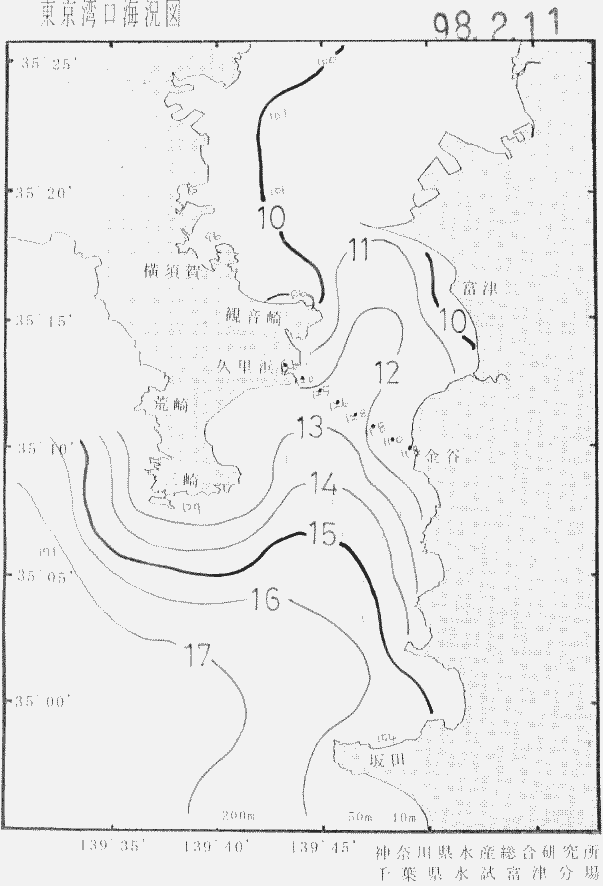 海況図, 東京湾口海況図 検索結果, (水温分布 等を図示)