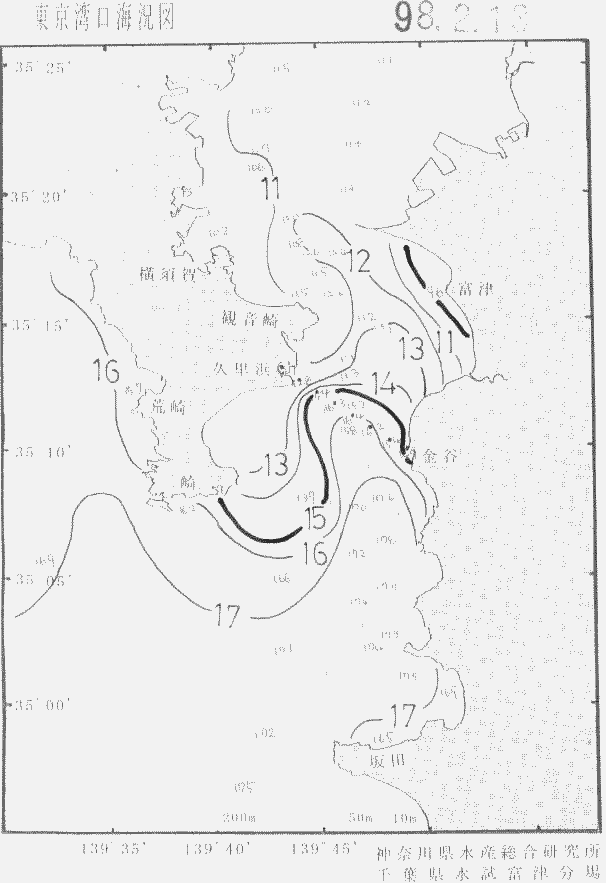 海況図, 東京湾口海況図 検索結果, (水温分布 等を図示)
