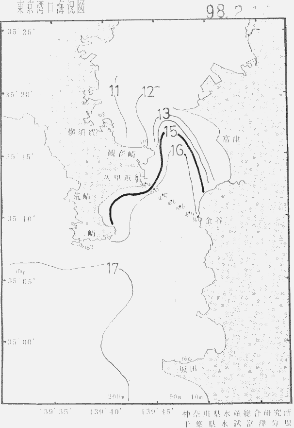 海況図, 東京湾口海況図 検索結果, (水温分布 等を図示)