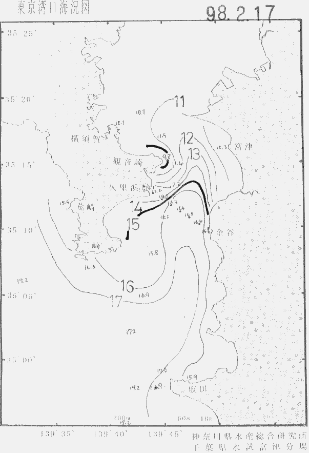 海況図, 東京湾口海況図 検索結果, (水温分布 等を図示)