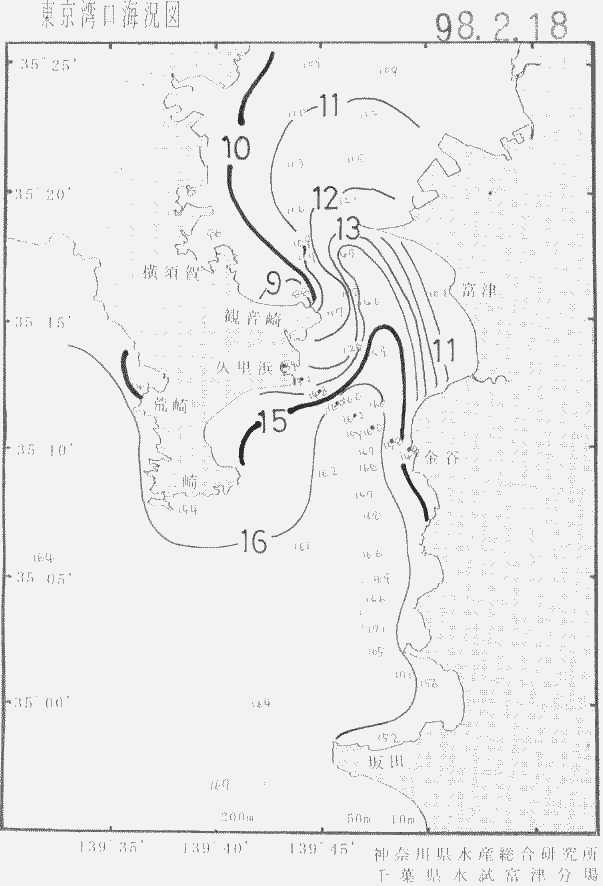 海況図, 東京湾口海況図 検索結果, (水温分布 等を図示)