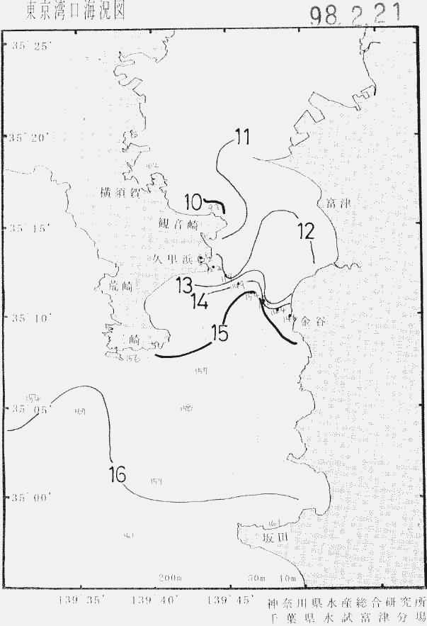 海況図, 東京湾口海況図 検索結果, (水温分布 等を図示)