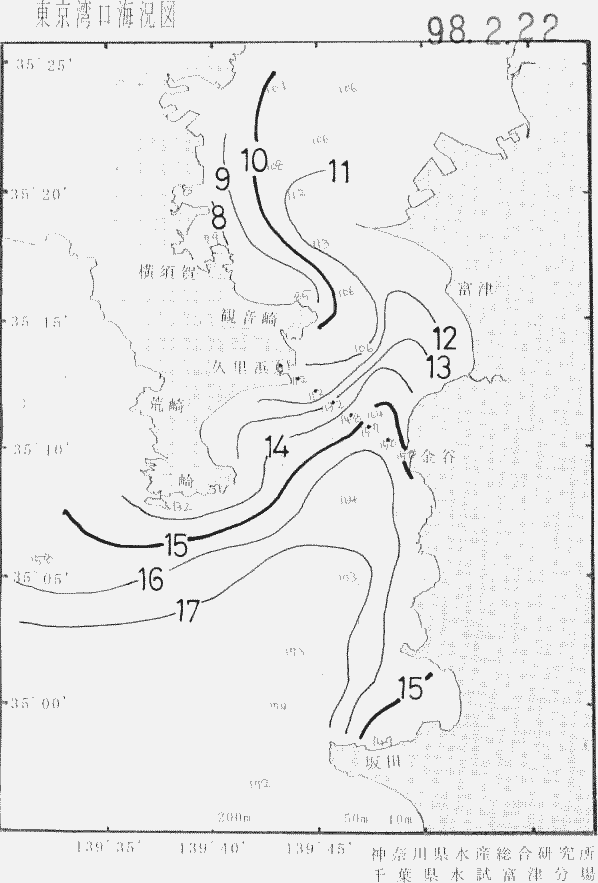 海況図, 東京湾口海況図 検索結果, (水温分布 等を図示)