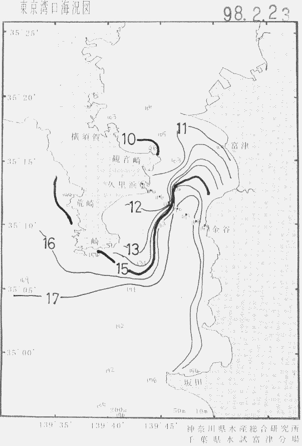 海況図, 東京湾口海況図 検索結果, (水温分布 等を図示)