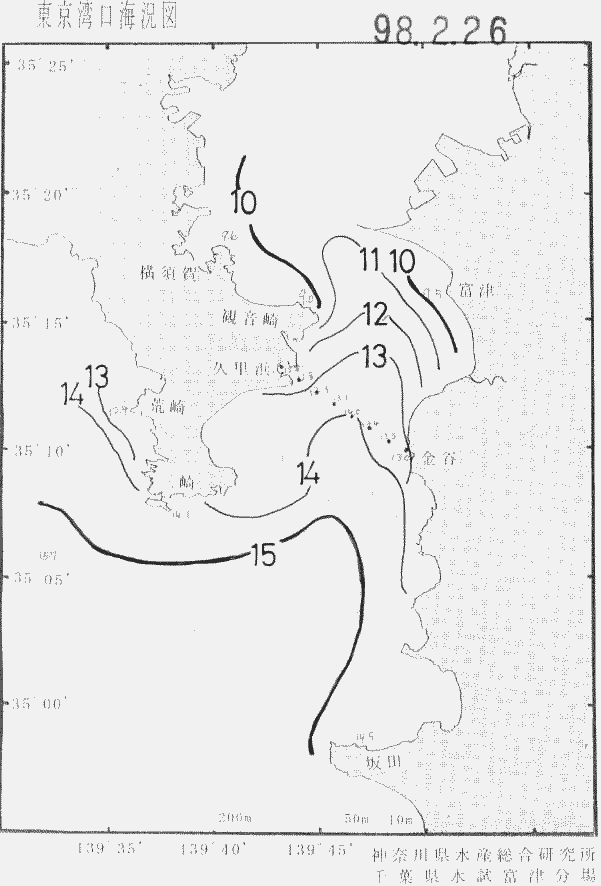 海況図, 東京湾口海況図 検索結果, (水温分布 等を図示)