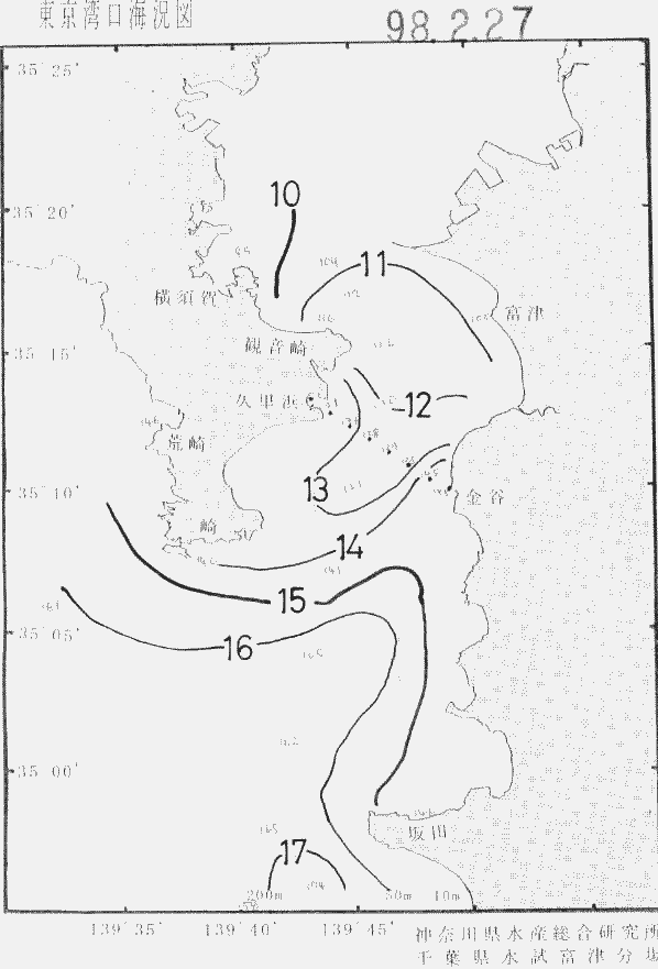 海況図, 東京湾口海況図 検索結果, (水温分布 等を図示)