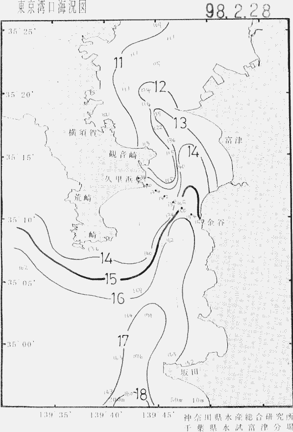 海況図, 東京湾口海況図 検索結果, (水温分布 等を図示)