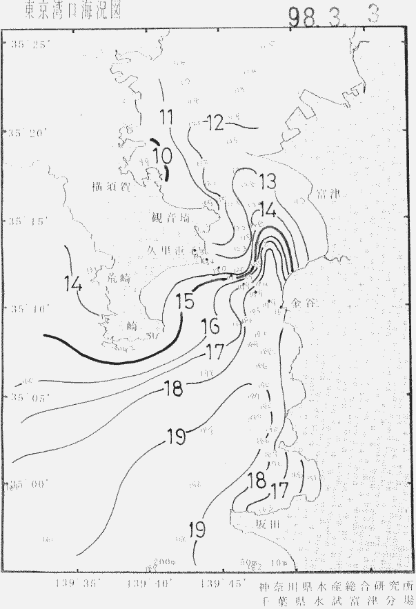 海況図, 東京湾口海況図 検索結果, (水温分布 等を図示)