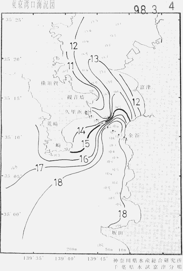 海況図, 東京湾口海況図 検索結果, (水温分布 等を図示)