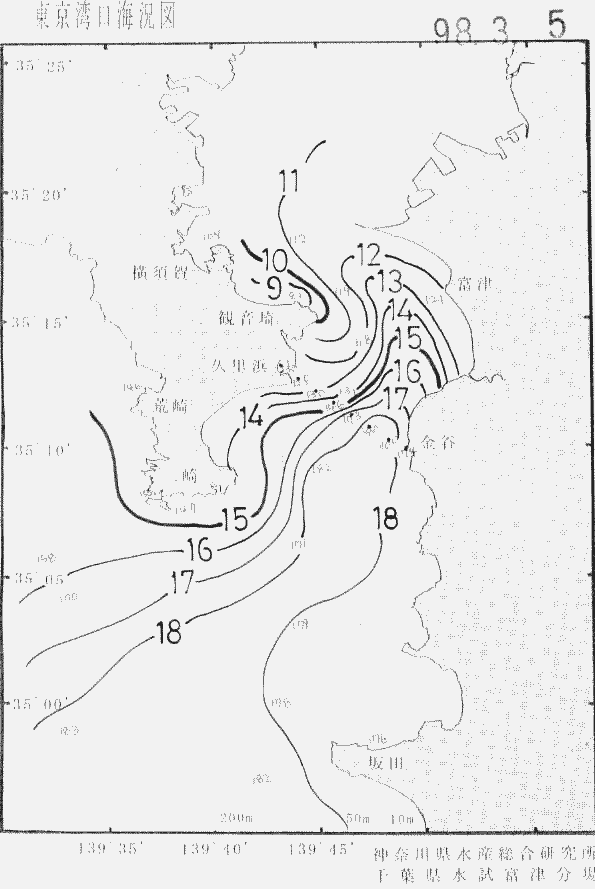 海況図, 東京湾口海況図 検索結果, (水温分布 等を図示)