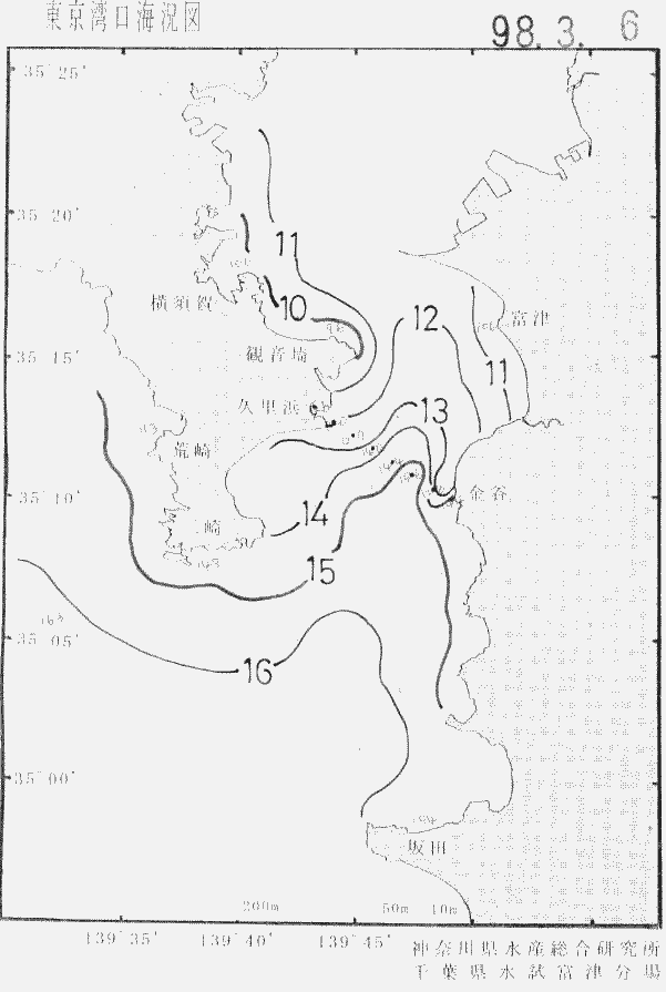 海況図, 東京湾口海況図 検索結果, (水温分布 等を図示)