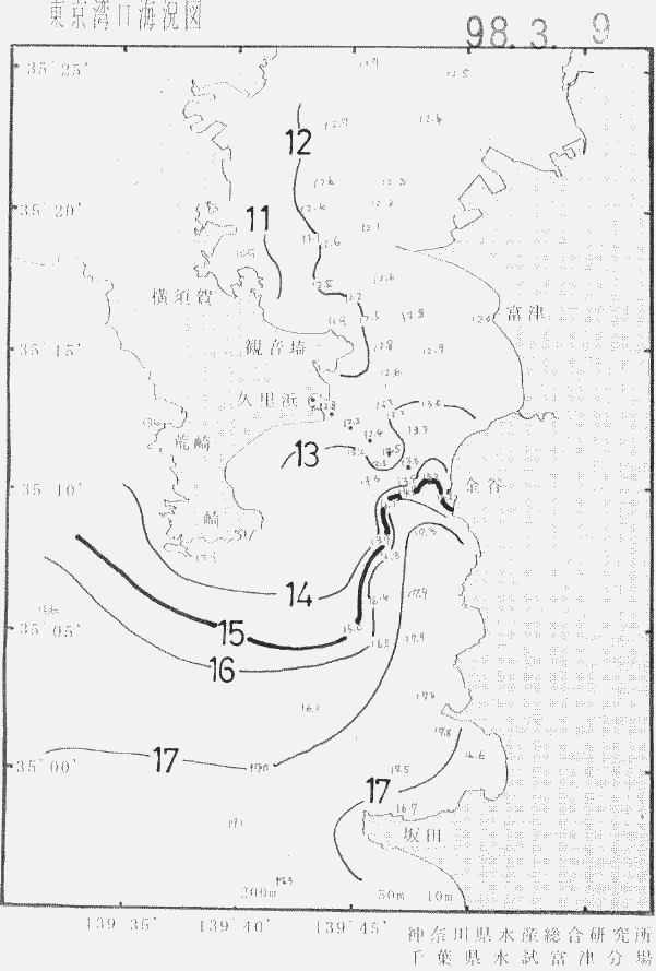 海況図, 東京湾口海況図 検索結果, (水温分布 等を図示)