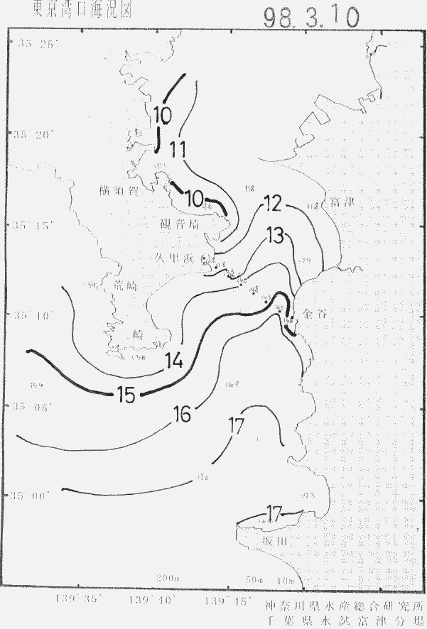 海況図, 東京湾口海況図 検索結果, (水温分布 等を図示)