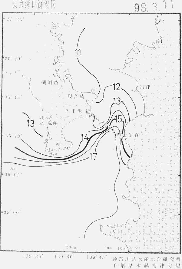 海況図, 東京湾口海況図 検索結果, (水温分布 等を図示)