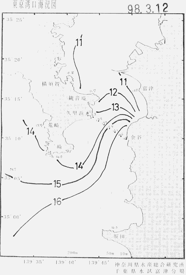 海況図, 東京湾口海況図 検索結果, (水温分布 等を図示)
