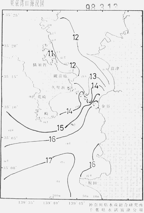 海況図, 東京湾口海況図 検索結果, (水温分布 等を図示)