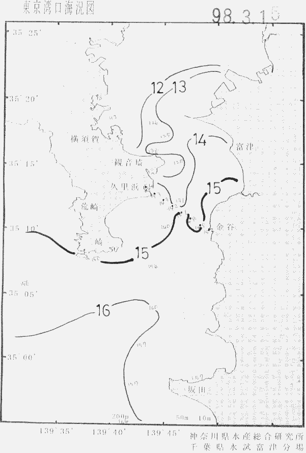 海況図, 東京湾口海況図 検索結果, (水温分布 等を図示)