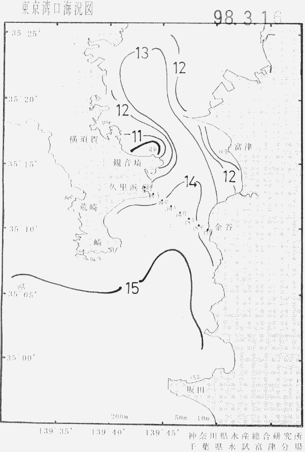 海況図, 東京湾口海況図 検索結果, (水温分布 等を図示)