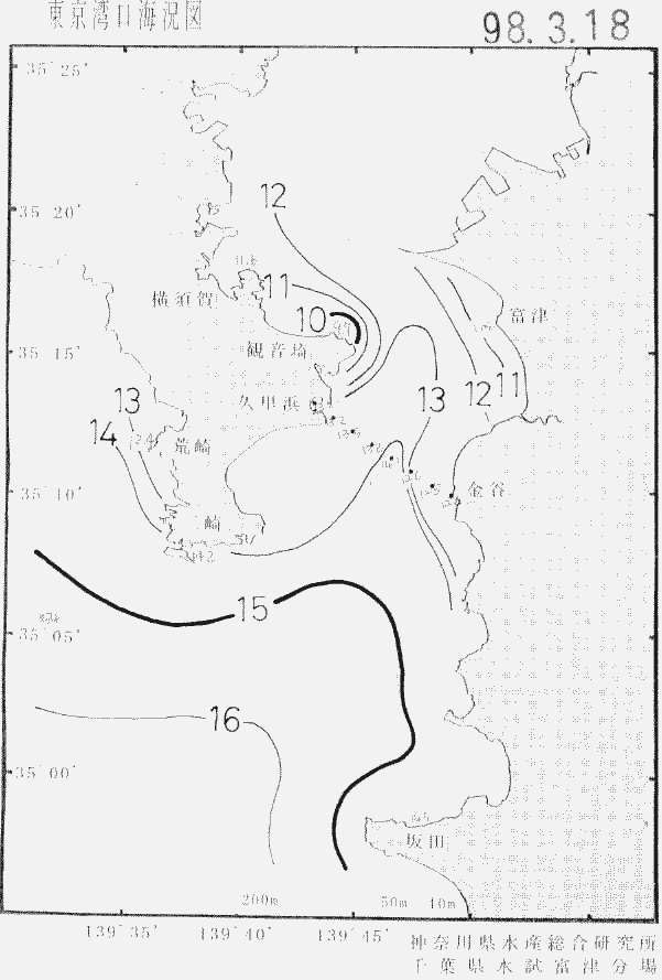 海況図, 東京湾口海況図 検索結果, (水温分布 等を図示)