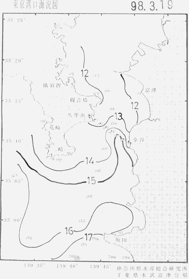 海況図, 東京湾口海況図 検索結果, (水温分布 等を図示)