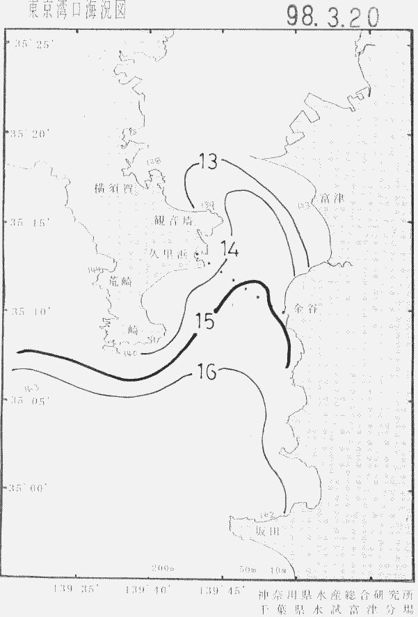 海況図, 東京湾口海況図 検索結果, (水温分布 等を図示)
