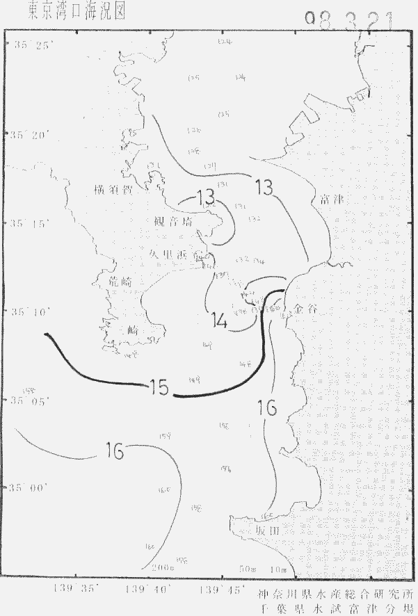 海況図, 東京湾口海況図 検索結果, (水温分布 等を図示)