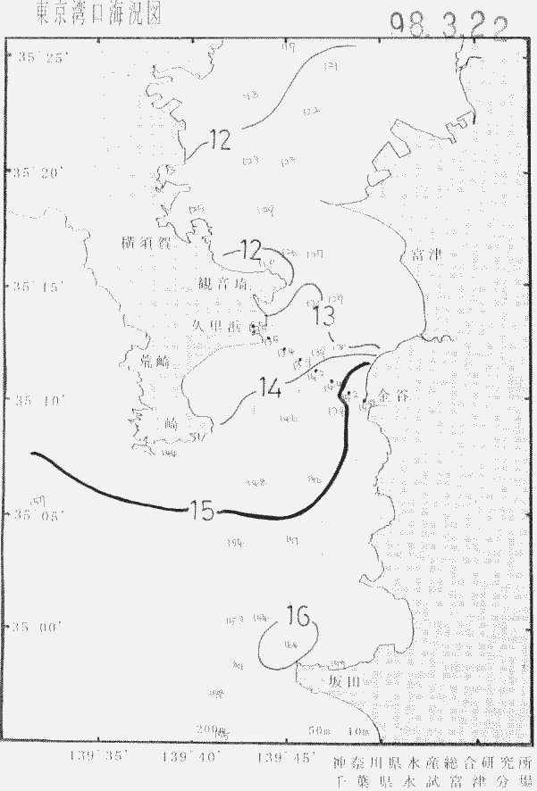 海況図, 東京湾口海況図 検索結果, (水温分布 等を図示)