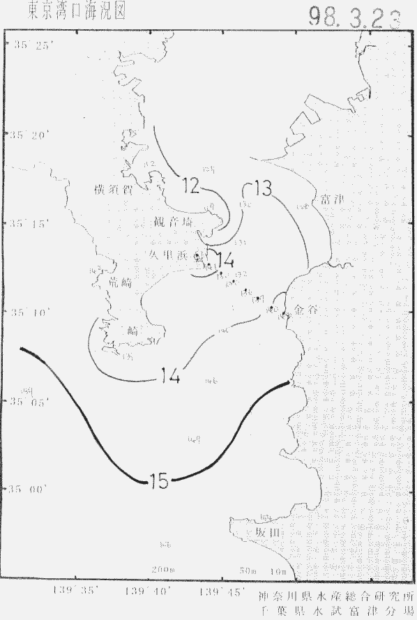 海況図, 東京湾口海況図 検索結果, (水温分布 等を図示)