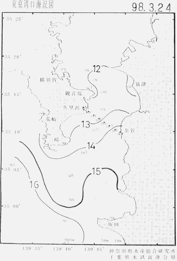 海況図, 東京湾口海況図 検索結果, (水温分布 等を図示)