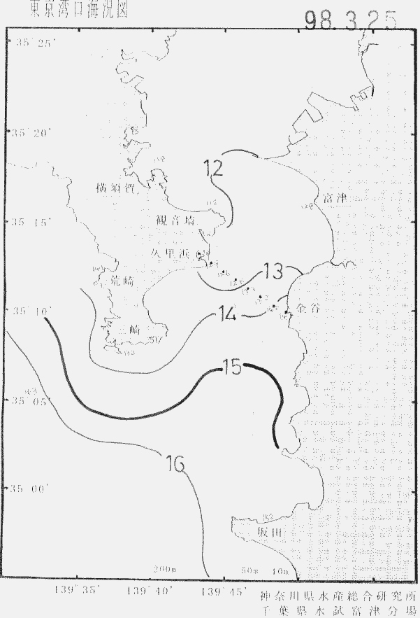 海況図, 東京湾口海況図 検索結果, (水温分布 等を図示)