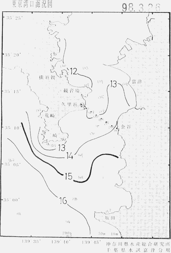海況図, 東京湾口海況図 検索結果, (水温分布 等を図示)