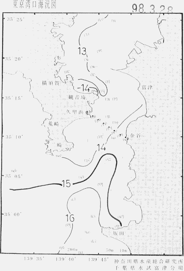 海況図, 東京湾口海況図 検索結果, (水温分布 等を図示)