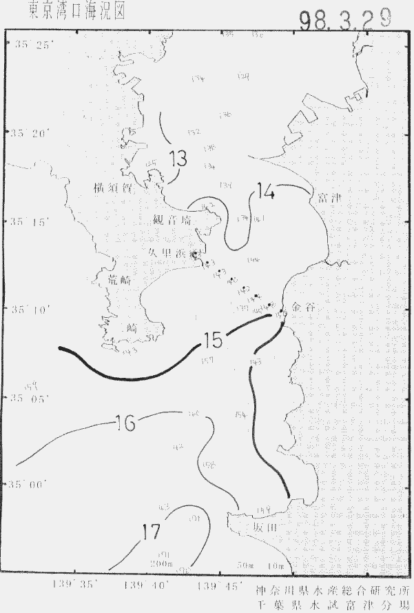 海況図, 東京湾口海況図 検索結果, (水温分布 等を図示)