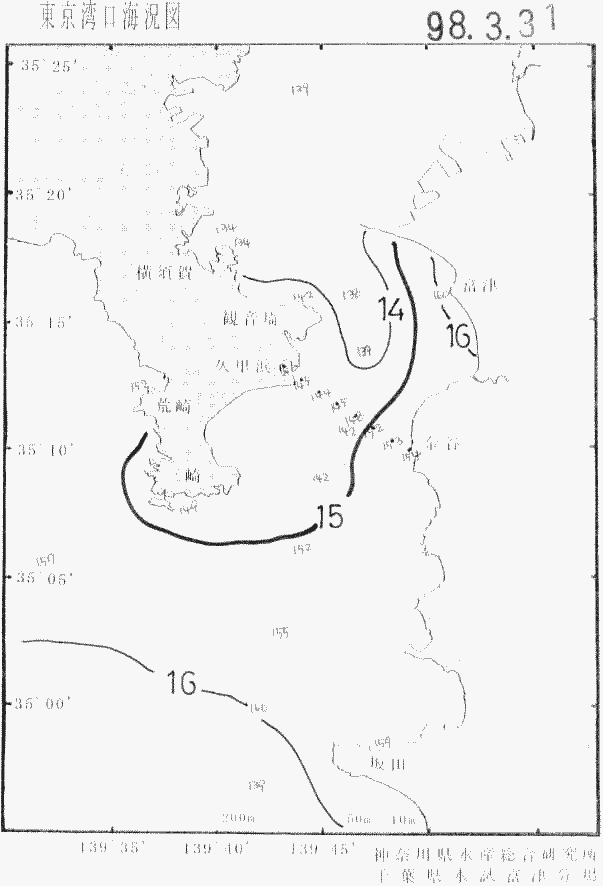 海況図, 東京湾口海況図 検索結果, (水温分布 等を図示)