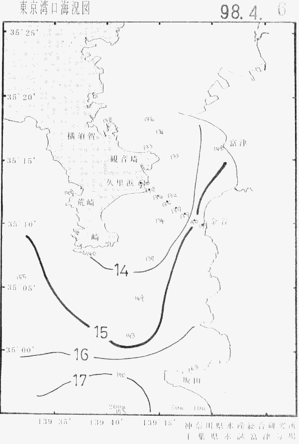 海況図, 東京湾口海況図 検索結果, (水温分布 等を図示)