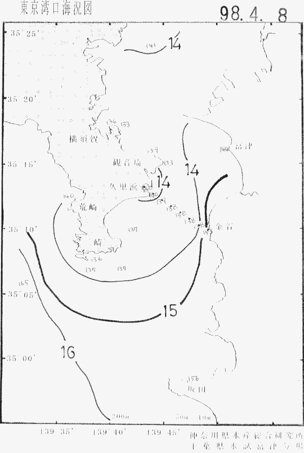 海況図, 東京湾口海況図 検索結果, (水温分布 等を図示)