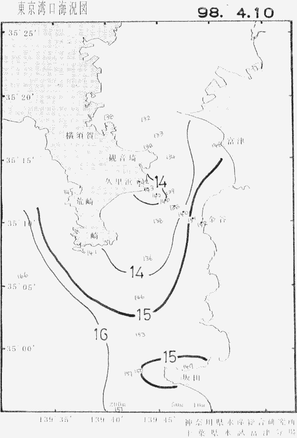 海況図, 東京湾口海況図 検索結果, (水温分布 等を図示)