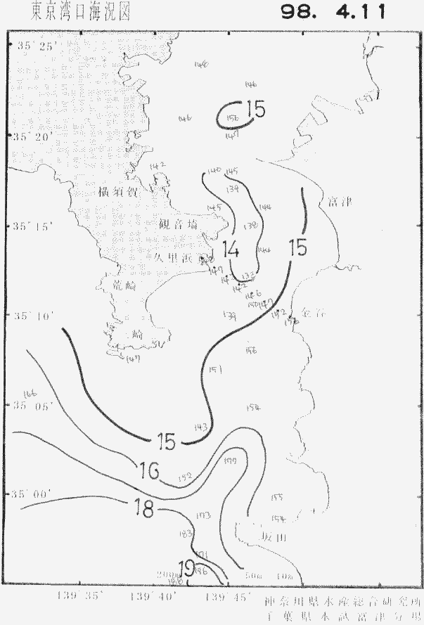 海況図, 東京湾口海況図 検索結果, (水温分布 等を図示)