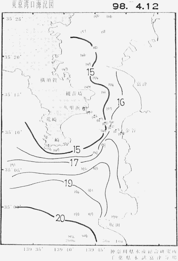 海況図, 東京湾口海況図 検索結果, (水温分布 等を図示)