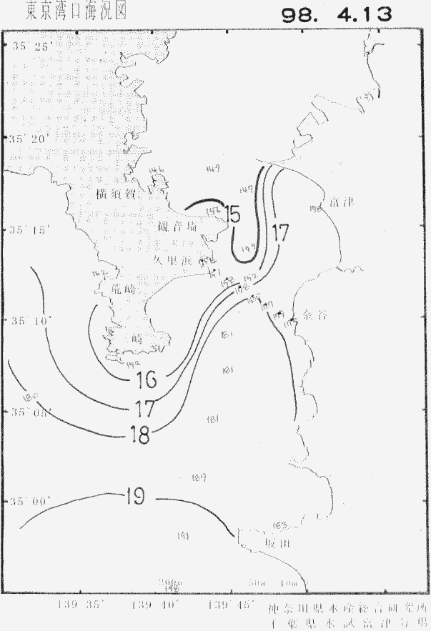 海況図, 東京湾口海況図 検索結果, (水温分布 等を図示)
