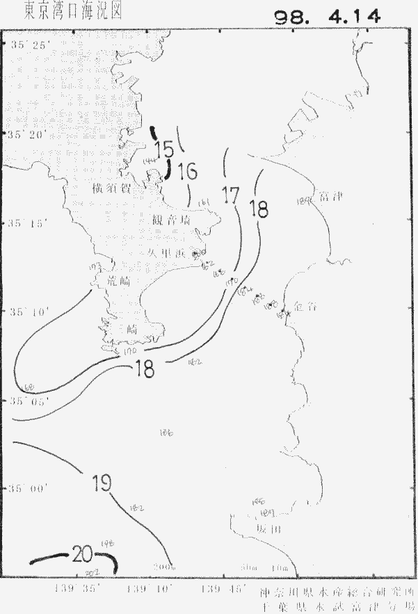 海況図, 東京湾口海況図 検索結果, (水温分布 等を図示)