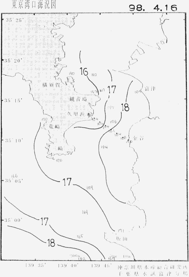 海況図, 東京湾口海況図 検索結果, (水温分布 等を図示)