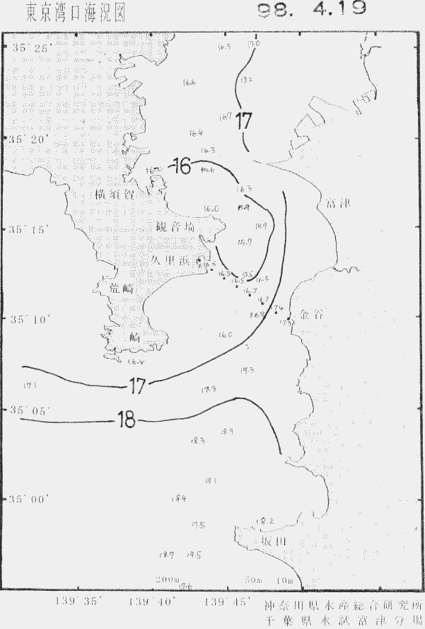海況図, 東京湾口海況図 検索結果, (水温分布 等を図示)