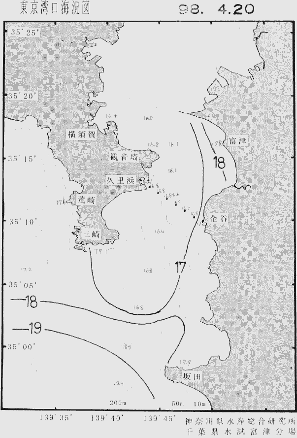 海況図, 東京湾口海況図 検索結果, (水温分布 等を図示)