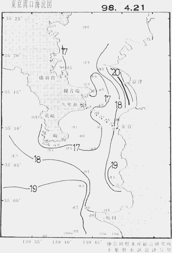海況図, 東京湾口海況図 検索結果, (水温分布 等を図示)