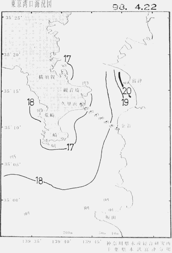 海況図, 東京湾口海況図 検索結果, (水温分布 等を図示)