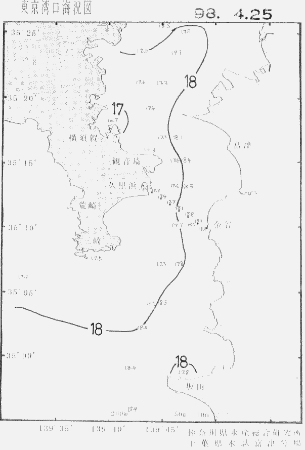 海況図, 東京湾口海況図 検索結果, (水温分布 等を図示)